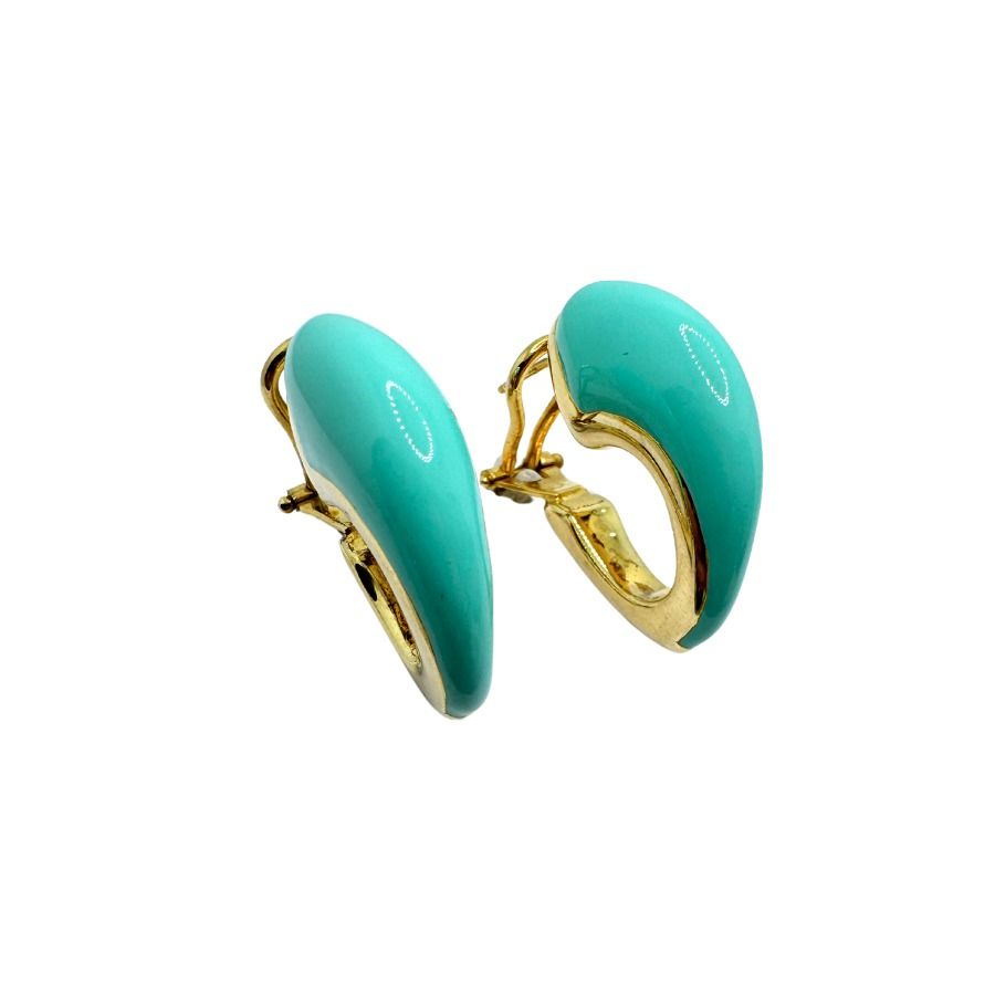 Orecchini Fraleoni Cerchi Rainbow con Smalto Verde Acqua 64DORATOVERDE