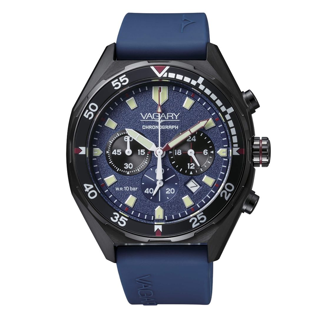Vagary Men's Chronograph Watch with Blue Silicone Strap