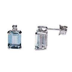 Bibigi Emerald Cut Aquamarine and Diamond Earrings -