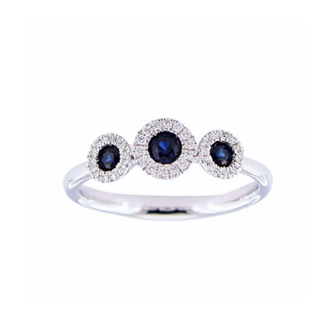 Giorgio Visconti Trilogy Ring in White Gold with Sapphires and Diamonds