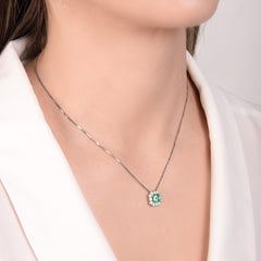 Collana Mirco Visconti in Oro Bianco 18 KT con Smeraldo Ottagonale e Diamanti Z740/B20SU