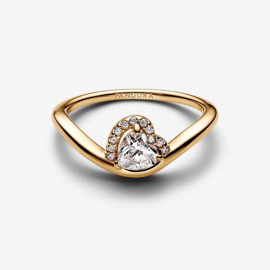 Pandora Golden Wave Ring with Luminous Heart