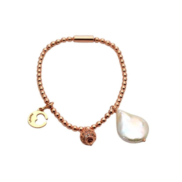 Lelune Bracelet in Rose Silver with Baroque Pearl