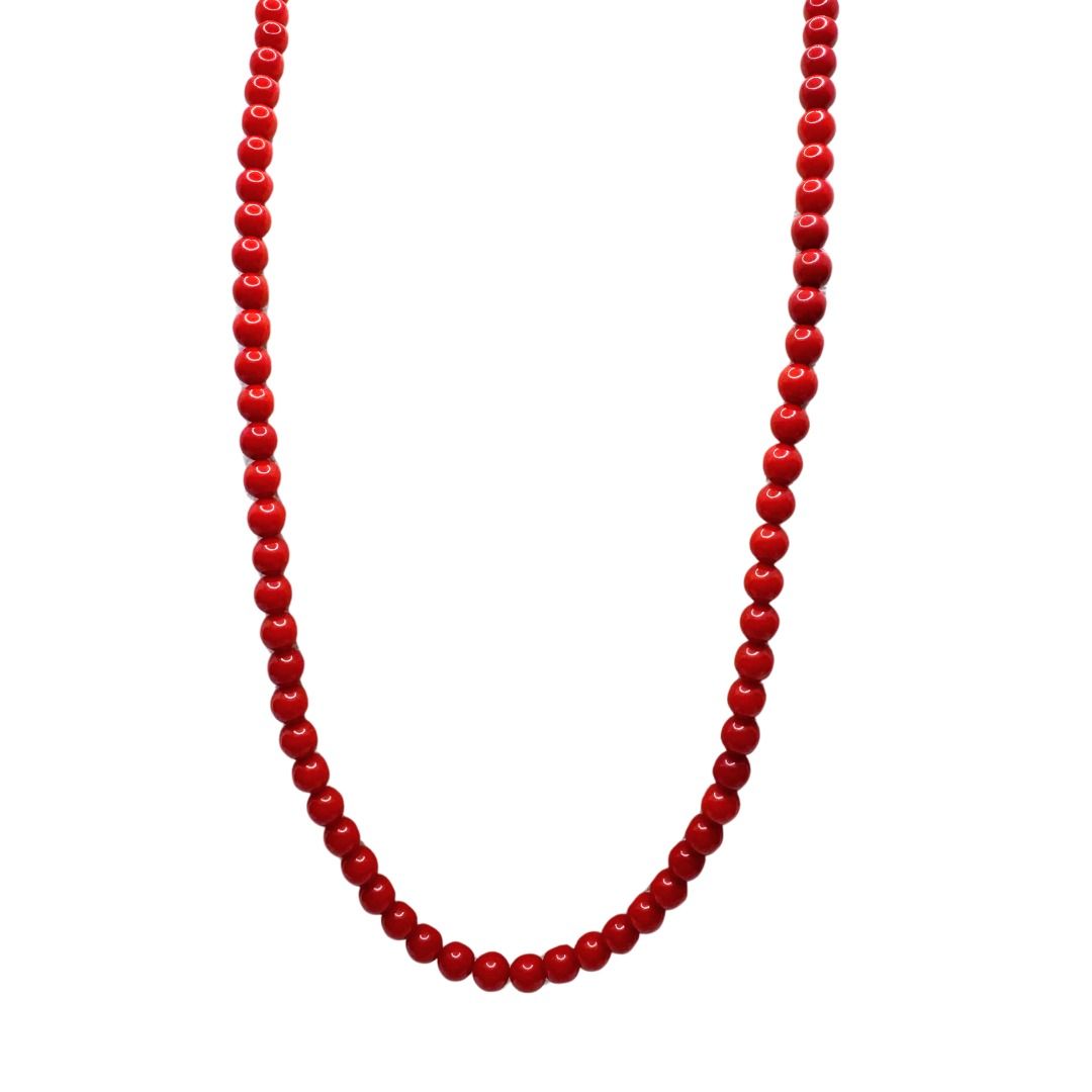 Rajola Nagoya Necklace with Red Coral Paste