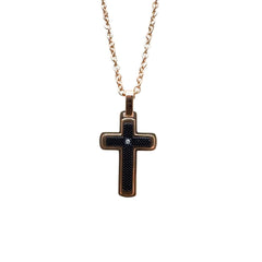 Zancan rosé necklace in 316L steel with cross