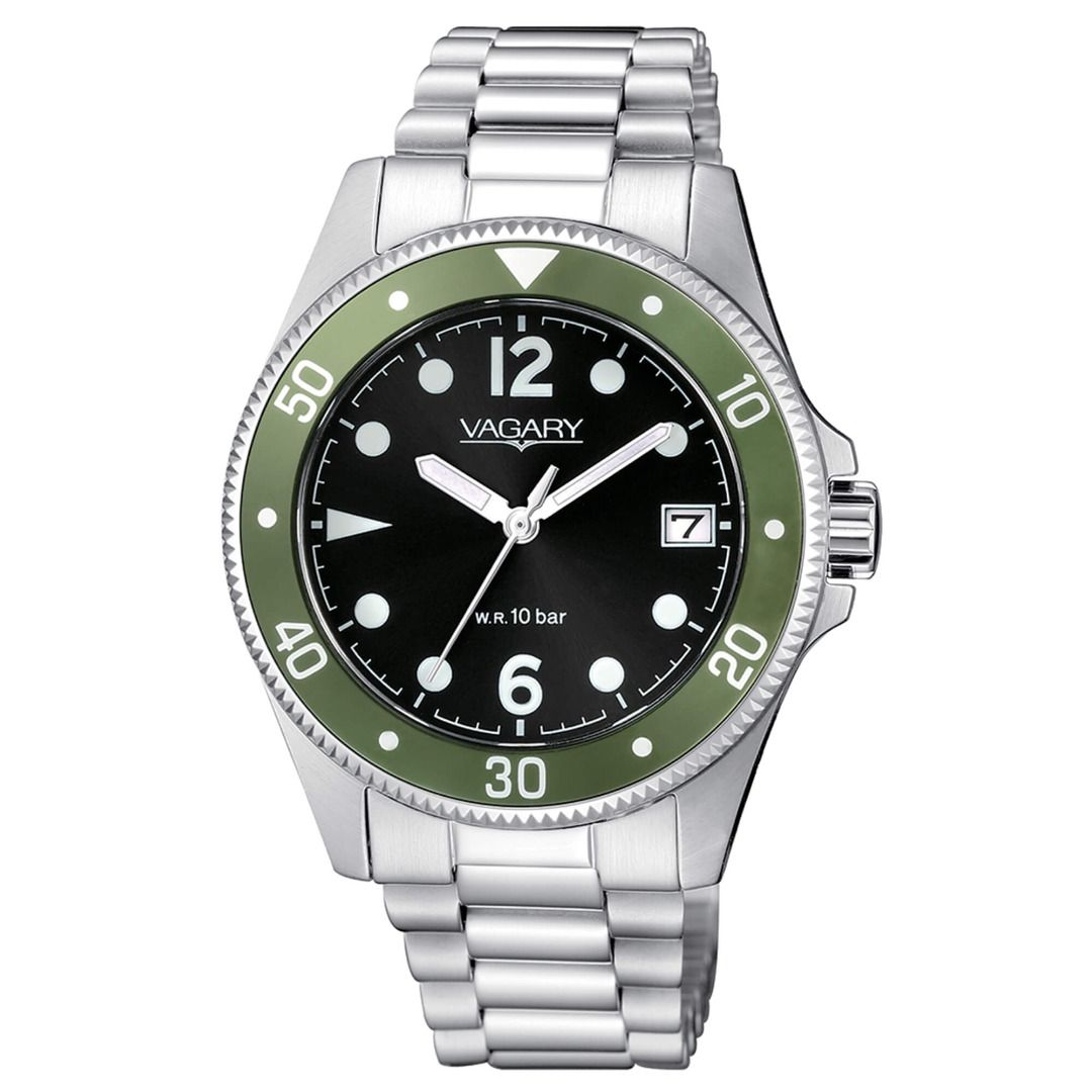 Orologio Vagary Aqua39 Solotempo con Ghiera Verde 37mm VD5-210-53