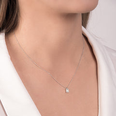 Collana Mirco Visconti in Oro Bianco 18 KT con Diamanti Naturali Baguette e Brillante