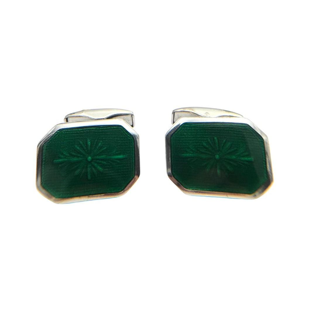 Gemelli Uomo in Argento Con Smalto Verde GEM007