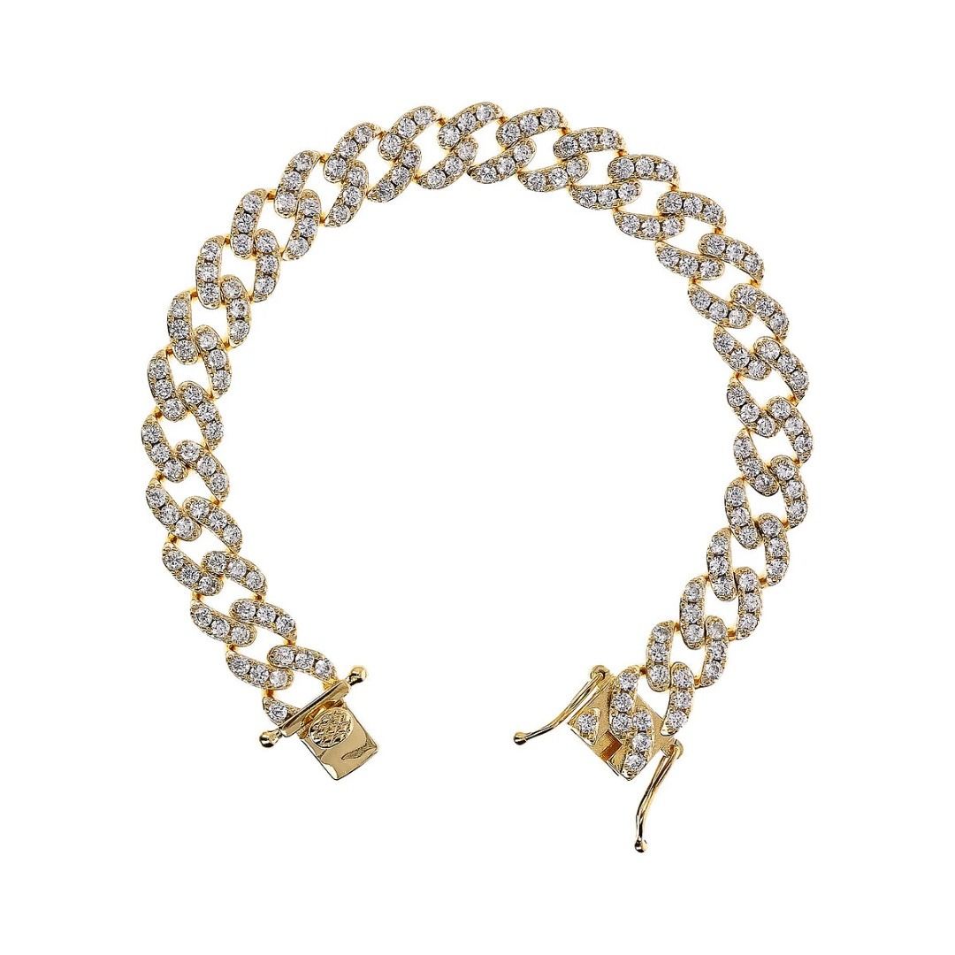 Pulsera Bronzallure de cadena cuadrada con pavé de circonitas cúbicas