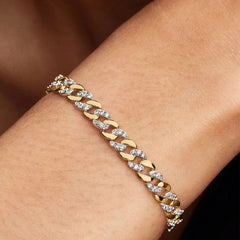 Bracciale Pandora Maglia Cubana Con Pavè In Argento E Placcatura In Oro Giallo 14 Kt