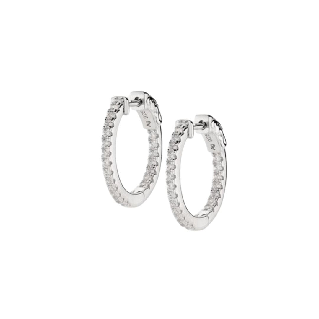 Orecchini Amen  Diamonds Cerchio Zirconi Bianchi ECEMOBBZ15