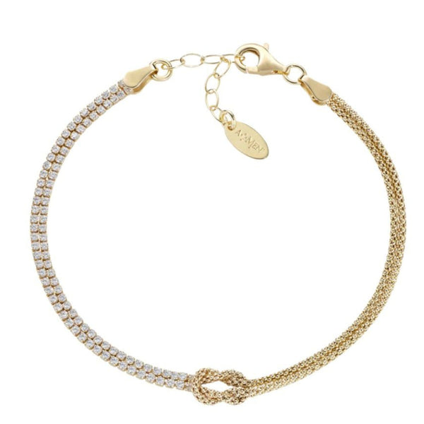 Bracciale Amen Nodo D'Amore Dorato Con Zirconi Bianchi BRNOAMGBZ16