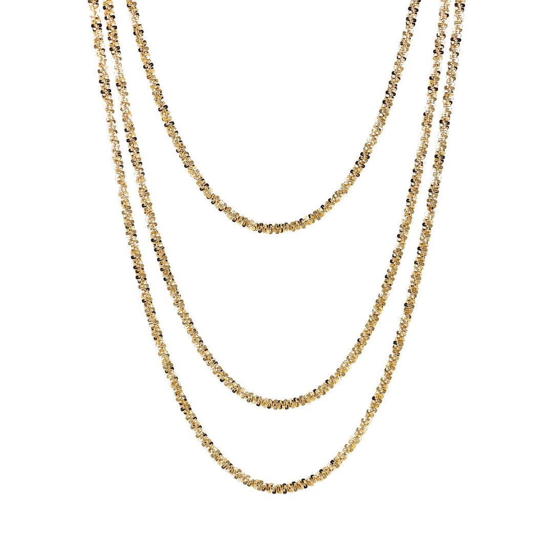 Etruscan Graduated Multi-Strand Chain Necklace Daisy Yellow Gold Plated WSET00772.YG
