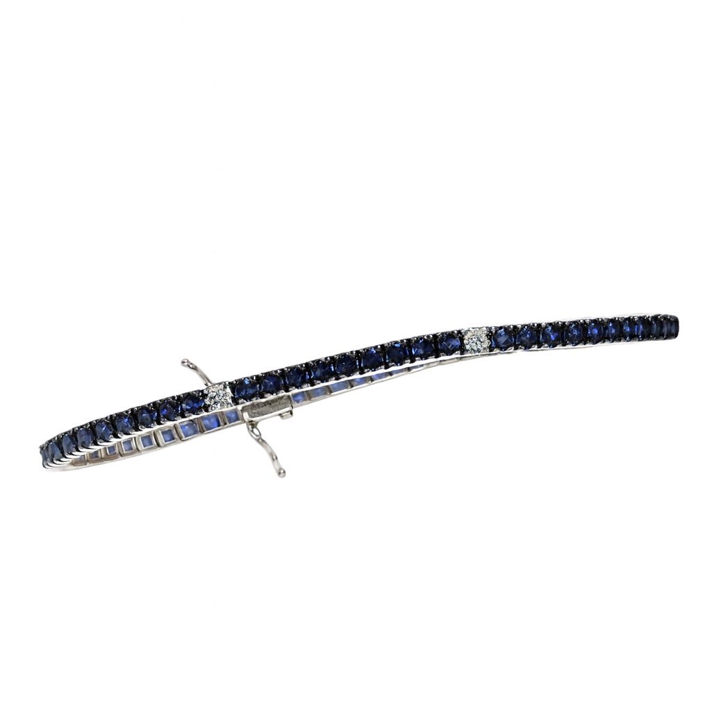 Davite&amp;Delucchi Gold Tennis Bracelet with Alternating Sapphires and Diamonds