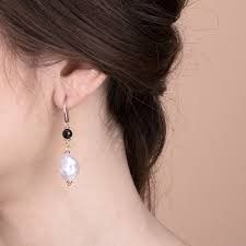 Pendientes colgantes Bronzallure Maxima con perlas barrocas y espinelas negras