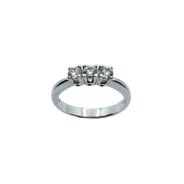 Anello Trilogy in Oro Bianco 18 KT con Zirconi AN027