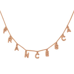 Rosé Silver and Zircon Versari Necklace with Name -
