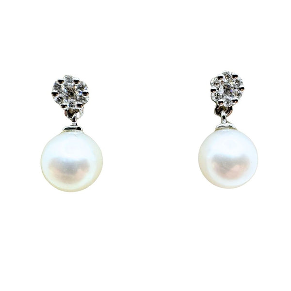 Orecchini Giorgio visconti in Oro Bianco con Fiore Magic di Diamanti e perle d'acqua Dolce mm 7,5 BBX38352