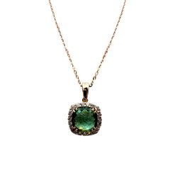 18KT Rose Gold Necklace with Green Quartz and Zircons
