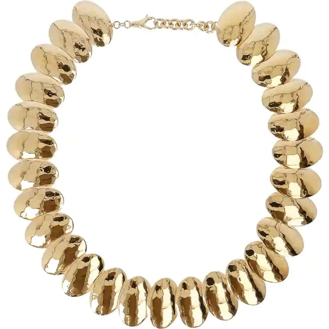Etruscan Mirage Necklace with Oval Discs Plated in 18KT Yellow Gold