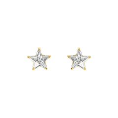 Stroili Bon Ton Star Lobe Earrings 9 KT Yellow Gold Cubic Zirconia 1418106