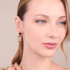 Bronzallure Rectangular Links and Baguette Gem Prism Earrings