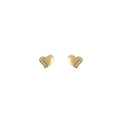 Pendientes de botón de corazón sinuoso Milor Gold con circonitas cúbicas en oro amarillo 375