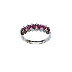 18KT White Gold Eternity Ring with Red and White Zircons