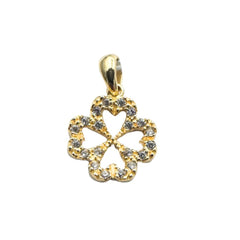 Colgante de trébol de cuatro hojas de oro amarillo con circonitas