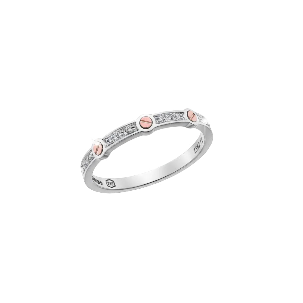 Anello Zancan Da Uomo In Oro Bianco E Rosa Con Diamanti Bianchi EA135BR