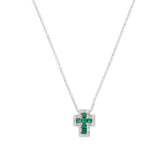 Collana Amen Mini Con Croce Con Zirconi Bianchi E Verde CLCRREBBVZ3