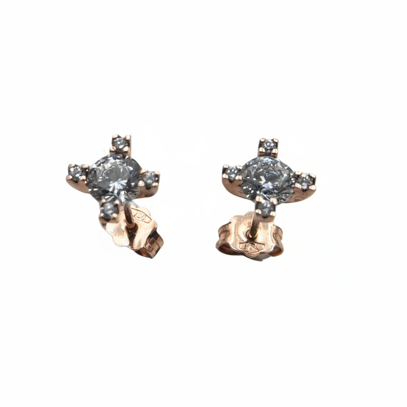 Orecchini Punti Luce in Oro Rosa 18 KT e Zirconi ORK417