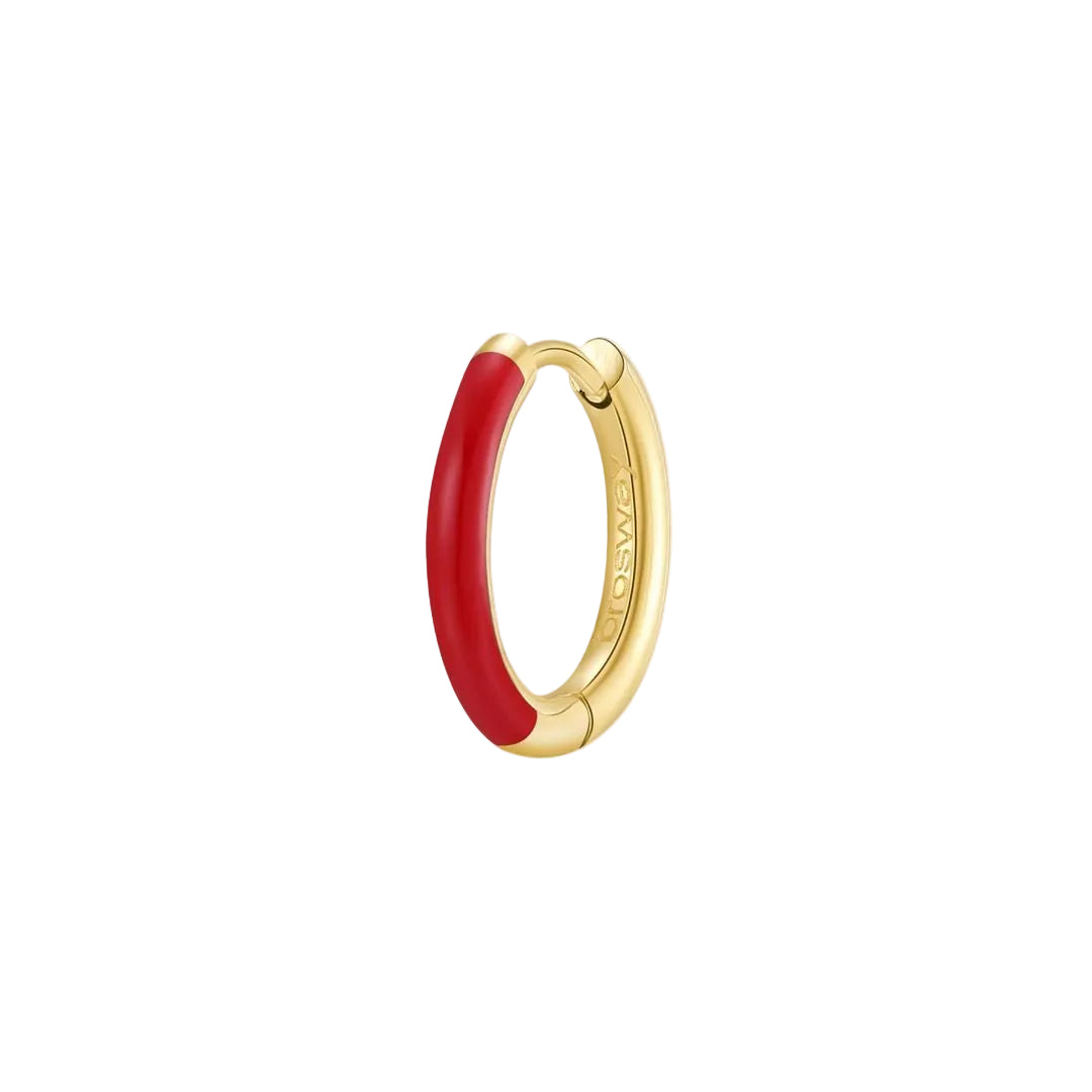Brosway Symphonia Single Earring, Golden Hoop with Red Enamel