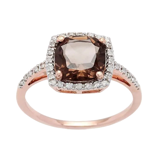 Anello Bronzallure In Golden Rosè Con Quarzo Fumè WSBZ00500S-56