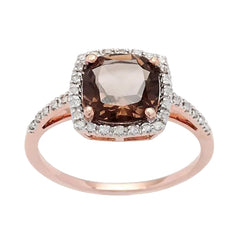 Bronzallure Ring in Golden Rosè with Smoky Quartz