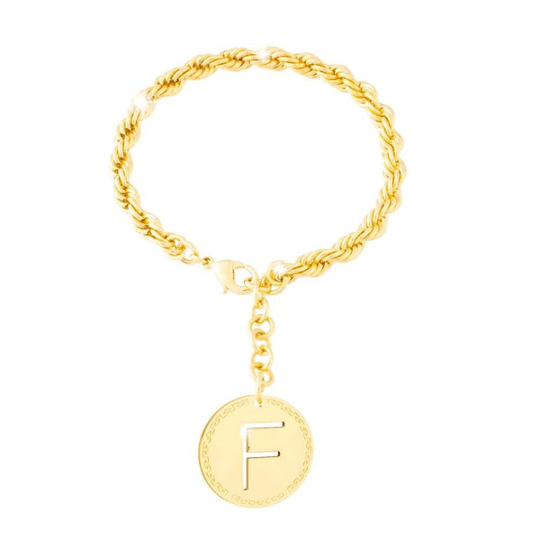 Bracciale Rebecca MyWorld Dorato a Corda con Iniziale F BWVBOF06