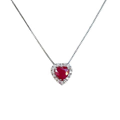Collana Bibigi In Oro Bianco Con Smeraldo-Zaffiro-Rubino-Acquamarina Taglio Cuore -