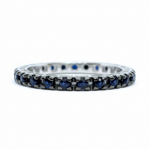 Davite&amp;Delucchi Verretta Girodito Ring in White Gold with 0.83 ct Sapphires, Size 22