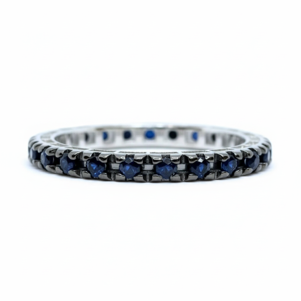 Davite&amp;Delucchi Verretta Girodito Ring in White Gold with 0.83 ct Sapphires, Size 22