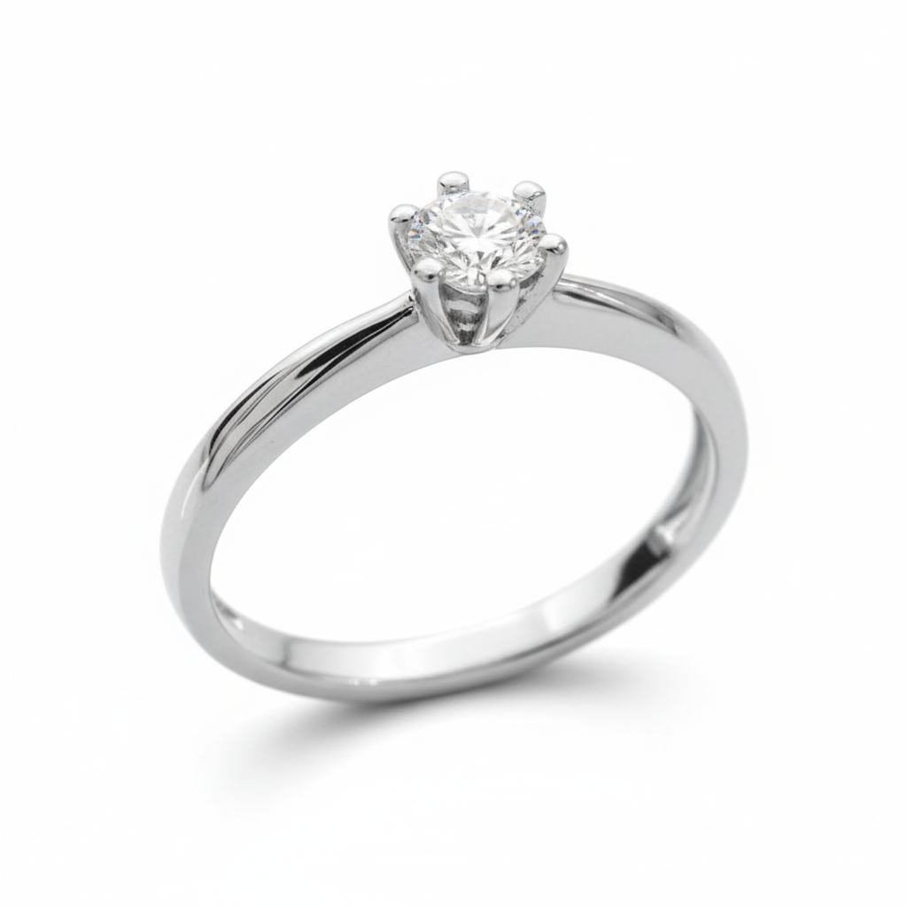 Davite&amp;Delucchi 4-Prong Solitaire Ring in Gold and Diamonds