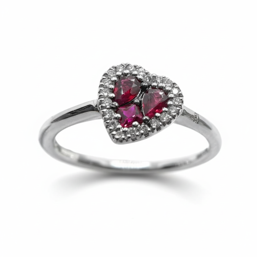 Anello Cuore Davite&Delucchi con Rubini e Diamanti AA030784RB