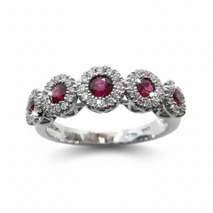 Davite&amp;Delucchi White Gold Ring with Rubies and Diamonds