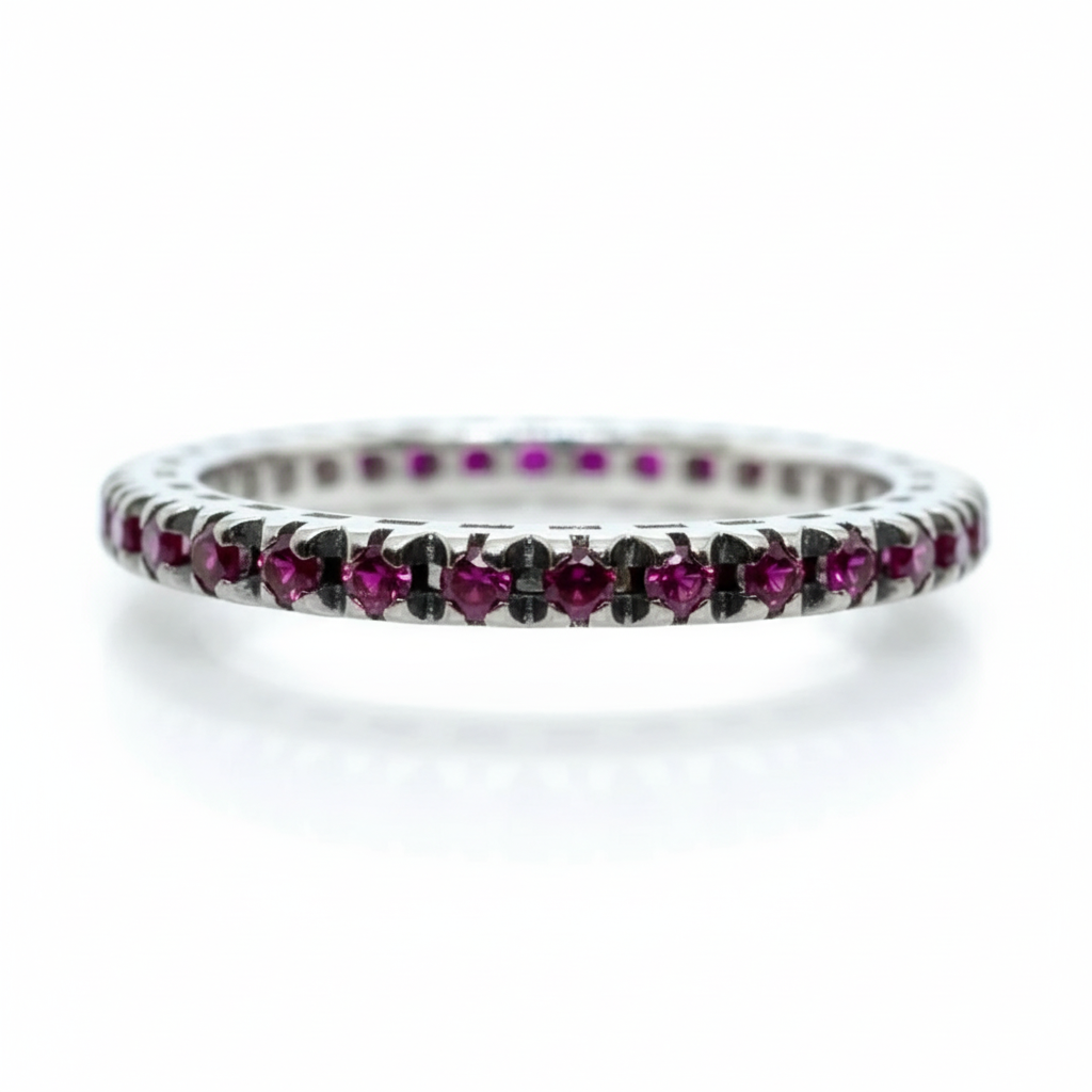 Anello Girodito Davite&Delucchi in Oro Bianco con Rubini Misura 12 AA031122RB