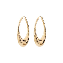 Orecchini Cerchi Etrusca Ovali Martellati Placcati in Oro Giallo 18 KT WSET00911.YG