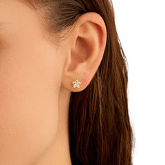 Stroili Bon Ton Star Lobe Earrings 9 KT Yellow Gold Cubic Zirconia 1418106