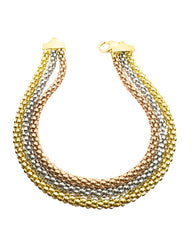 Bracciale 3 Ori in Oro 18 KT con Unica Chiusura in Diverse Grandezze