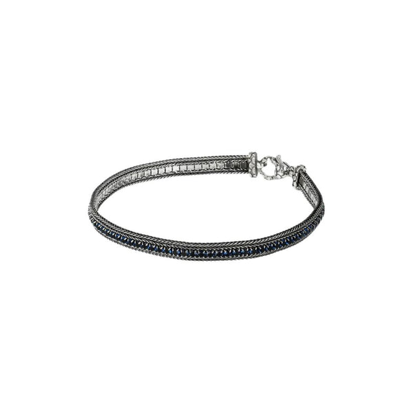 Pulsera Albert M. con cadena de púas y circonitas azules