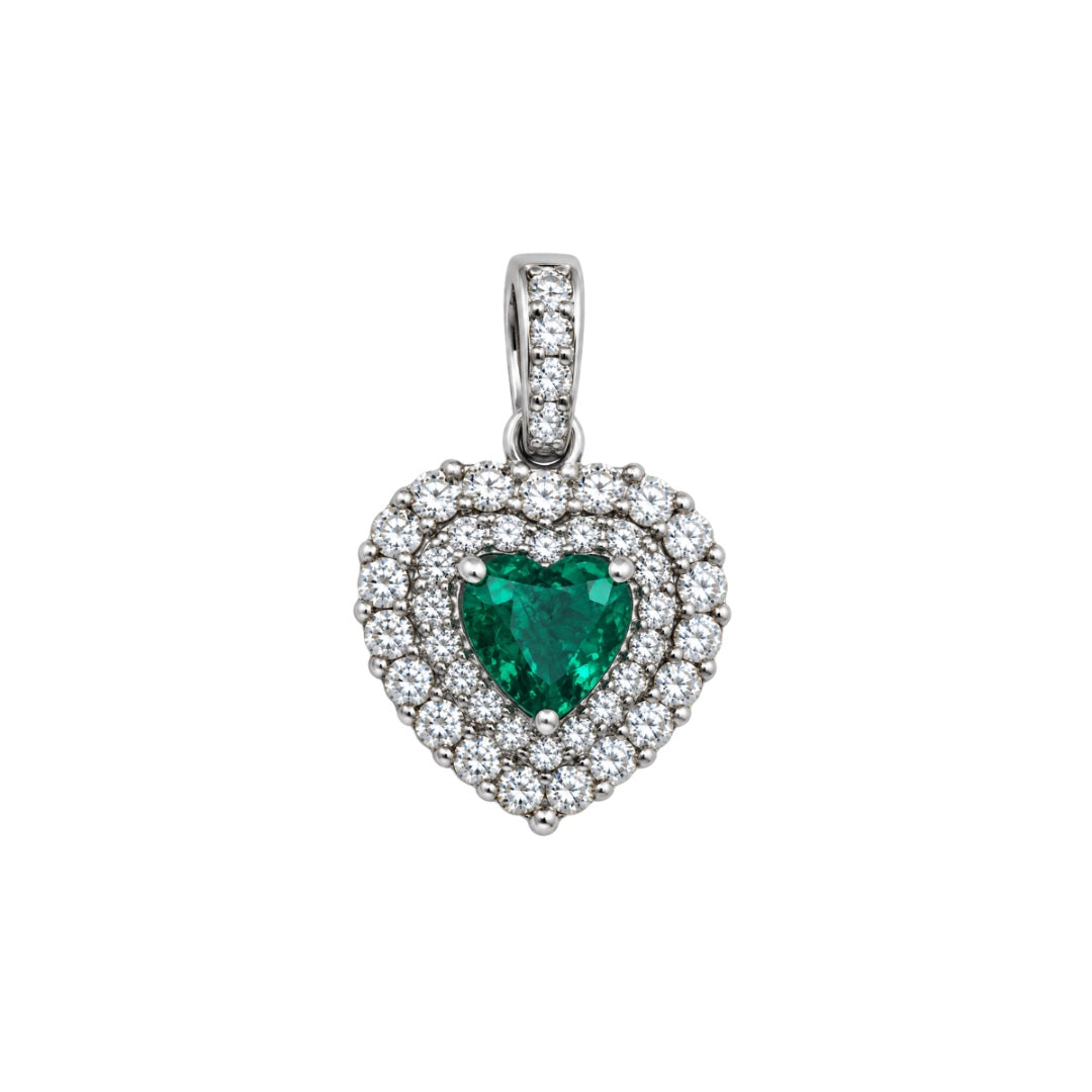 Ciondolo Handmade Cuore Con Zirconi Verde/Rosso e Bianchi CND018