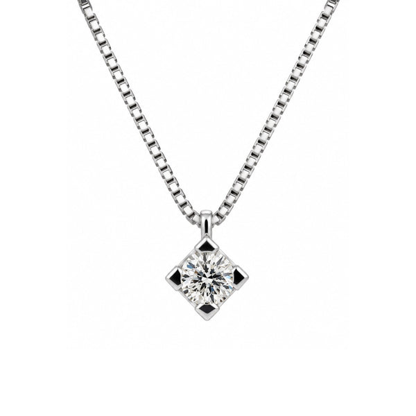 Collana Iannelli Puntoluce in Oro Bianco 18 KT con Diamante Naturale Certificato HRD
