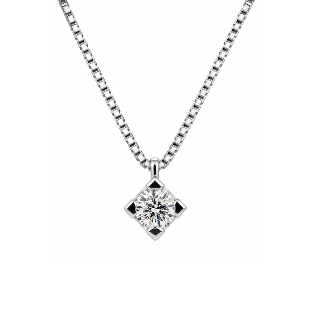 Collana Iannelli Puntoluce in Oro Bianco 18 KT con Diamante Naturale Certificato HRD